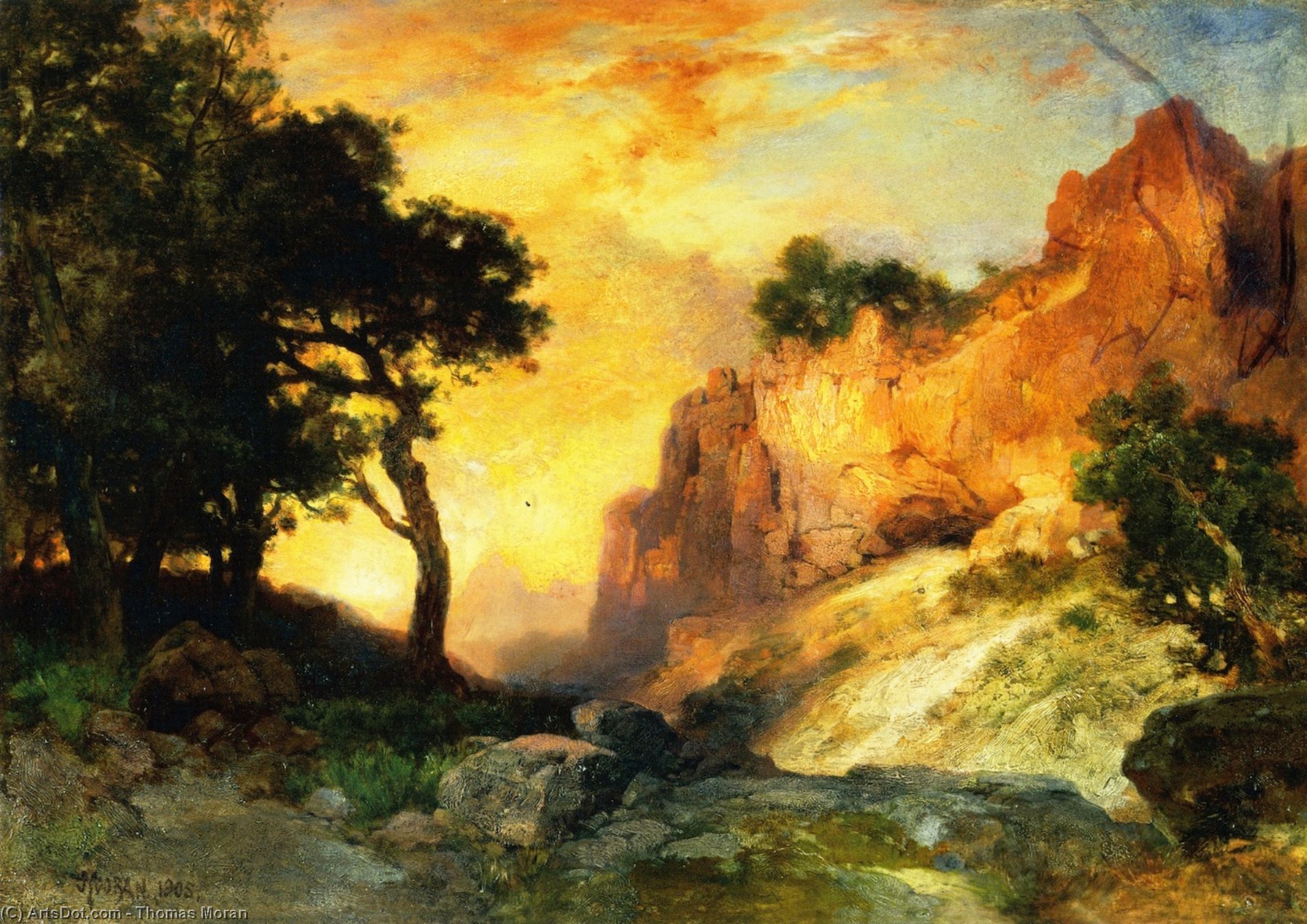 WikiOO.org - Εγκυκλοπαίδεια Καλών Τεχνών - Ζωγραφική, έργα τέχνης Thomas Moran - A Side Canyon, Grand Canyon, Arizona