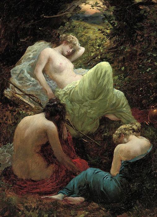 WikiOO.org – 美術百科全書 - 繪畫，作品 Thomas Benjamin Kennington - 戴安娜的午睡