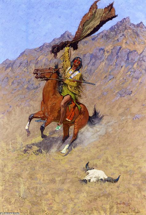 Wikioo.org - The Encyclopedia of Fine Arts - Painting, Artwork by Frederic Remington - The Signal (also known as If Skulls Could Speak)