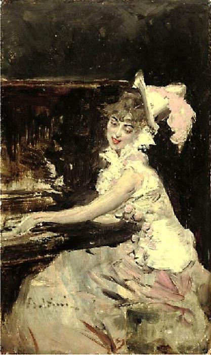 Wikioo.org - The Encyclopedia of Fine Arts - Painting, Artwork by Giovanni Boldini - Signora al Pianoforte