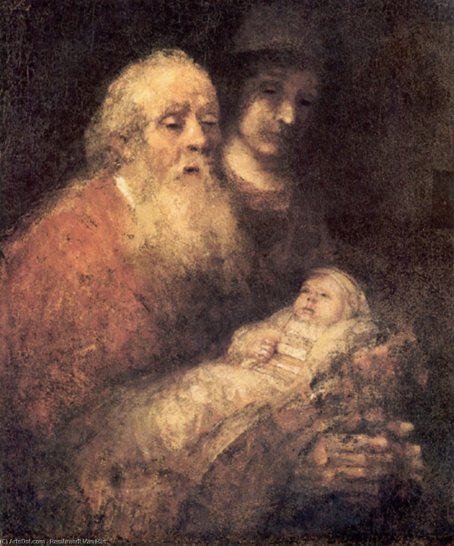 Wikioo.org - สารานุกรมวิจิตรศิลป์ - จิตรกรรม Rembrandt Van Rijn - Simon with Jesus
