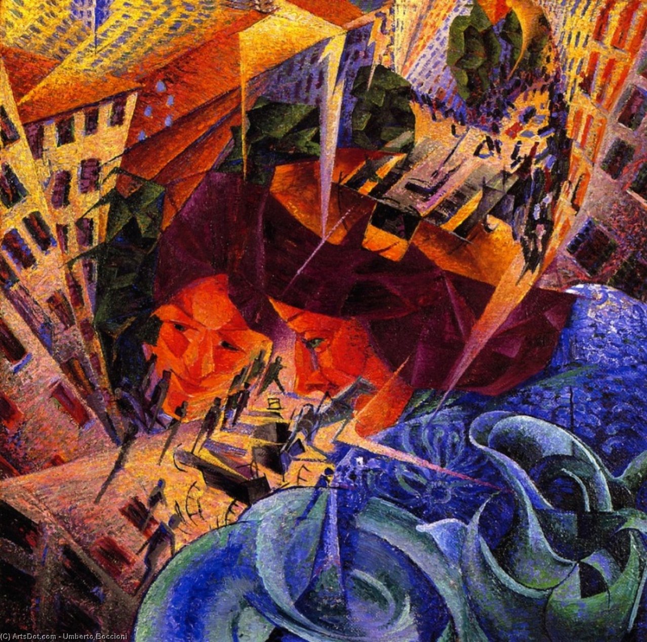 WikiOO.org - Encyclopedia of Fine Arts - Schilderen, Artwork Umberto Boccioni - Simultaneous Visions