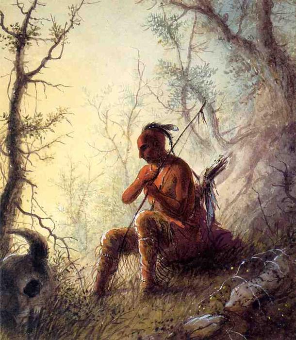 WikiOO.org - دایره المعارف هنرهای زیبا - نقاشی، آثار هنری Alfred Jacob Miller - Sioux Indian at a Grave
