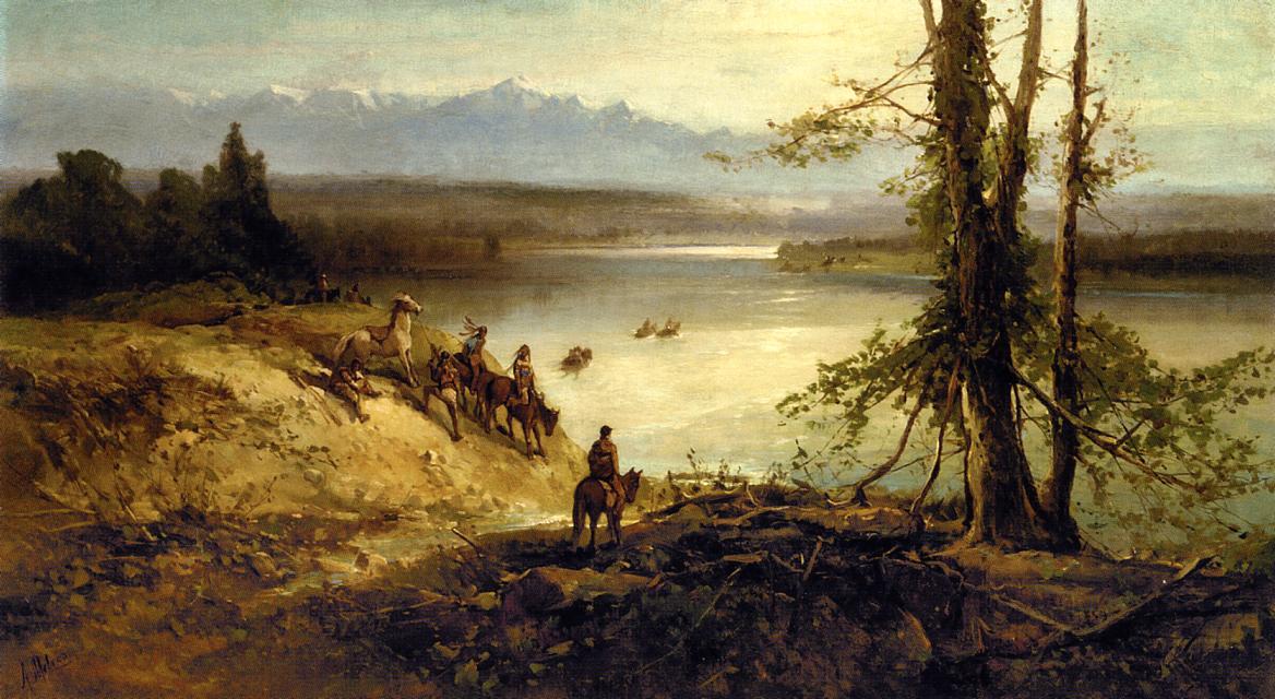 Wikioo.org – L'Encyclopédie des Beaux Arts - Peinture, Oeuvre de Andrew W Melrose - Sioux Tribe sur la rivière Platte