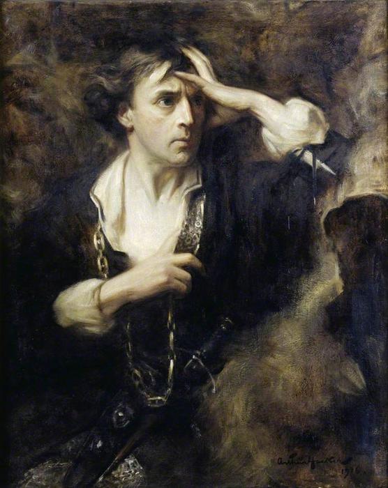 WikiOO.org - Encyclopedia of Fine Arts - Maľba, Artwork Arthur Hacker - Sir John Martin-Harvey as 'Hamlet'