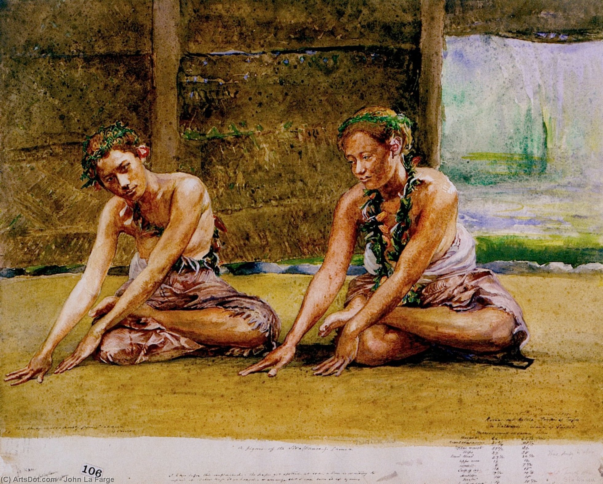 Wikioo.org - The Encyclopedia of Fine Arts - Painting, Artwork by John La Farge - Siva Dance. Two Girls (Aotoa and Aolele+