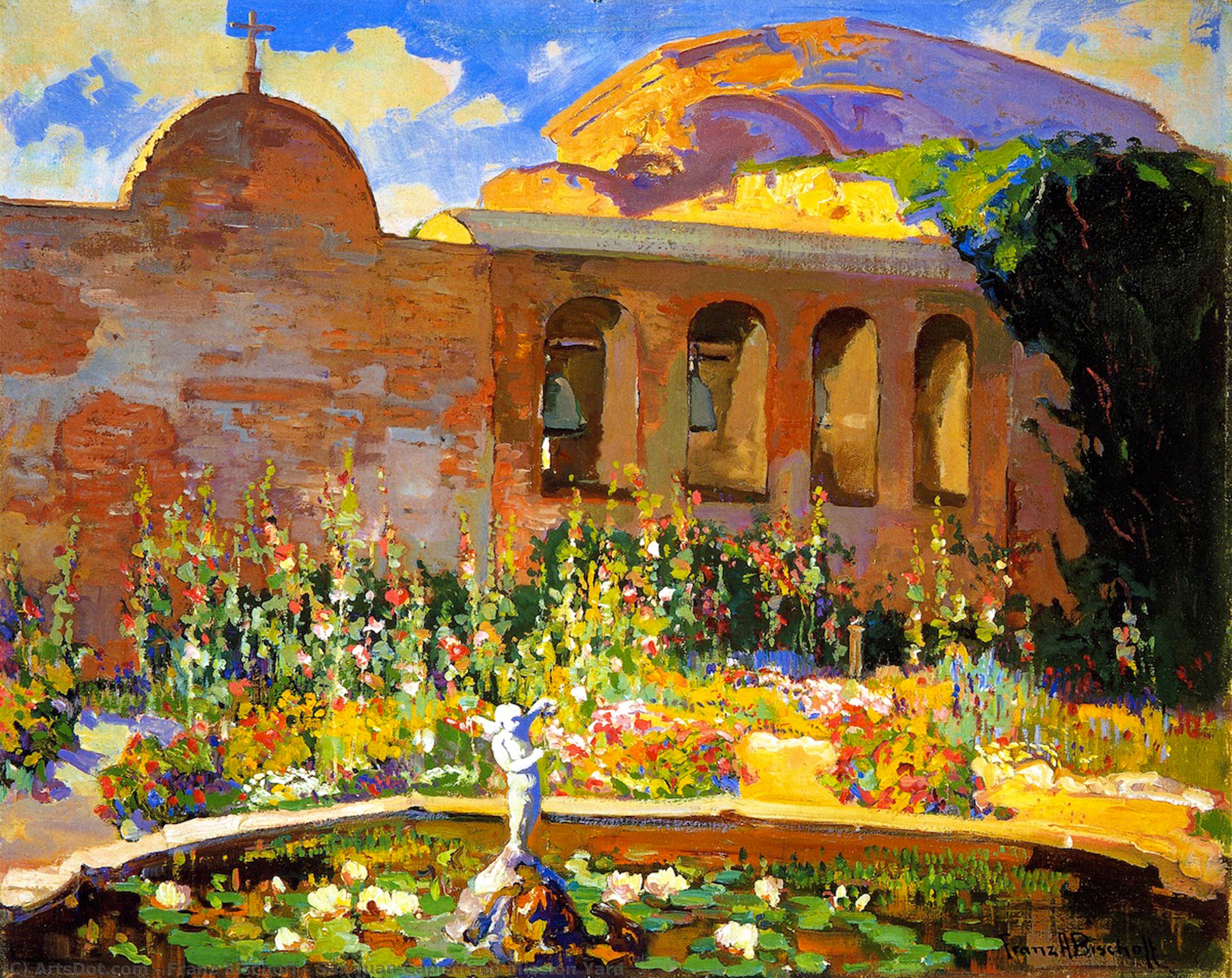 Wikioo.org - The Encyclopedia of Fine Arts - Painting, Artwork by Franz Bischoff - San Juan Capistrano Mission Yard