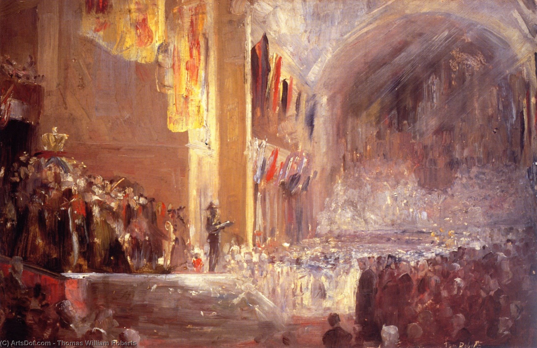 Wikioo.org - The Encyclopedia of Fine Arts - Painting, Artwork by Thomas William Roberts - Sketch for the Opening of the First Parliament