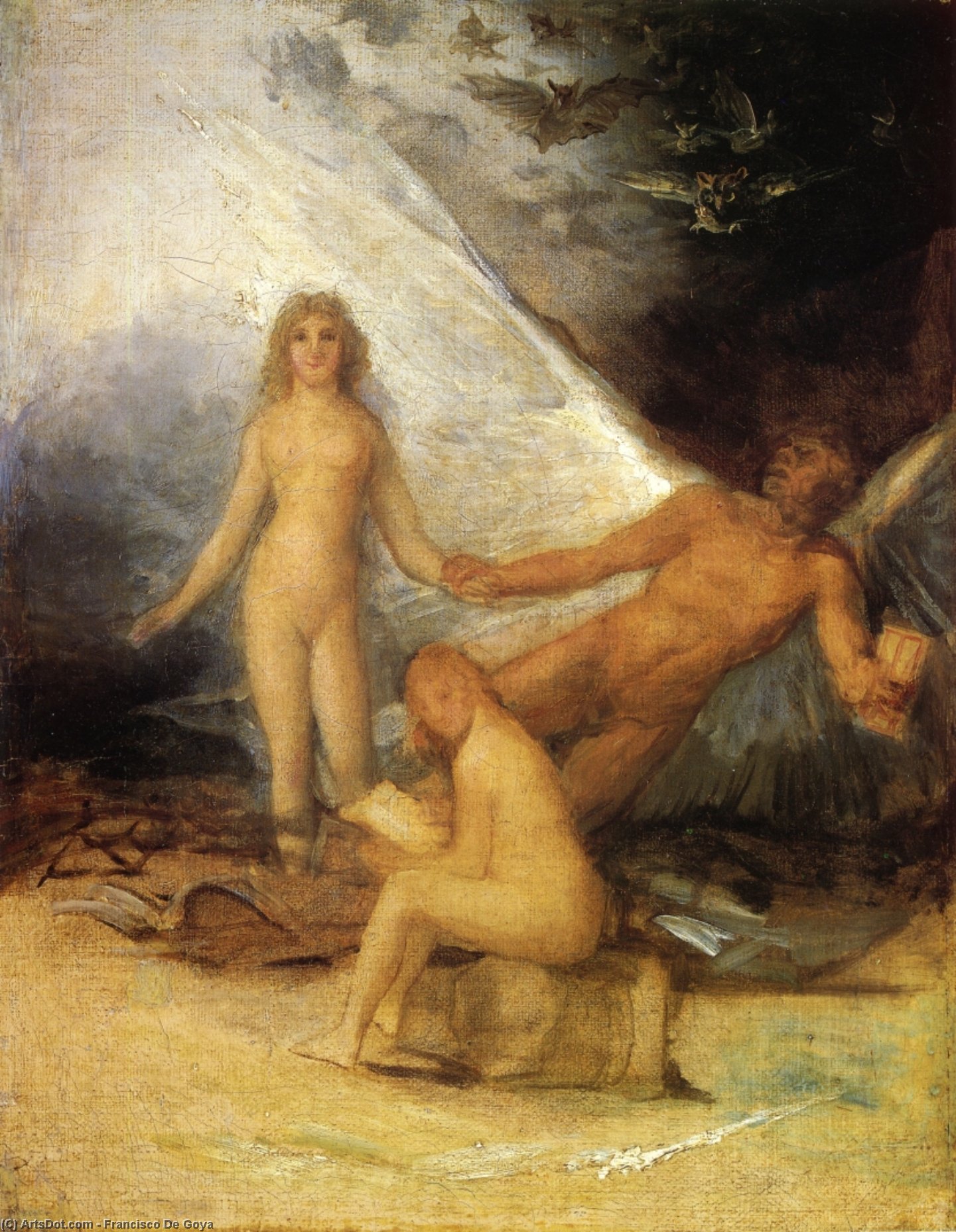 Wikioo.org - สารานุกรมวิจิตรศิลป์ - จิตรกรรม Francisco De Goya - Sketch for Truth Rescued by Time, Witnessed by History