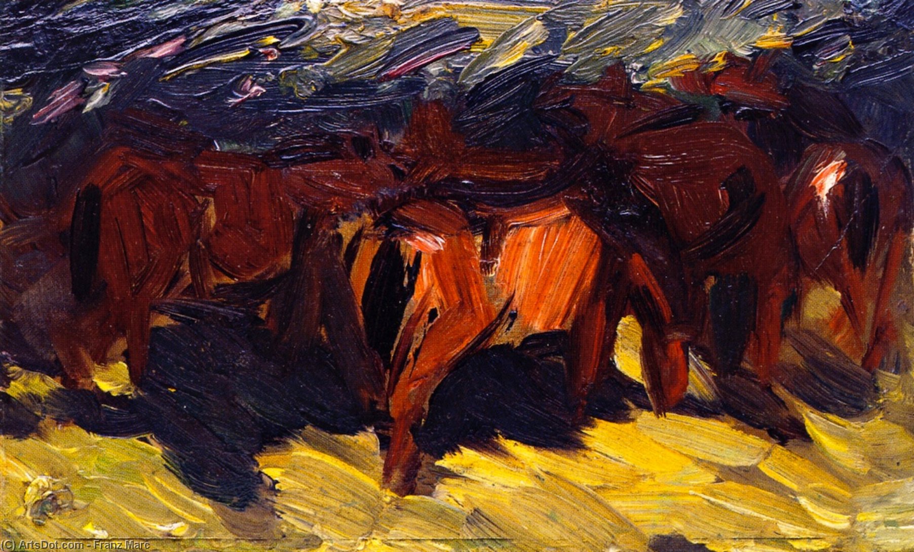 WikiOO.org - Encyclopedia of Fine Arts - Lukisan, Artwork Franz Marc - Sketch of Horses III