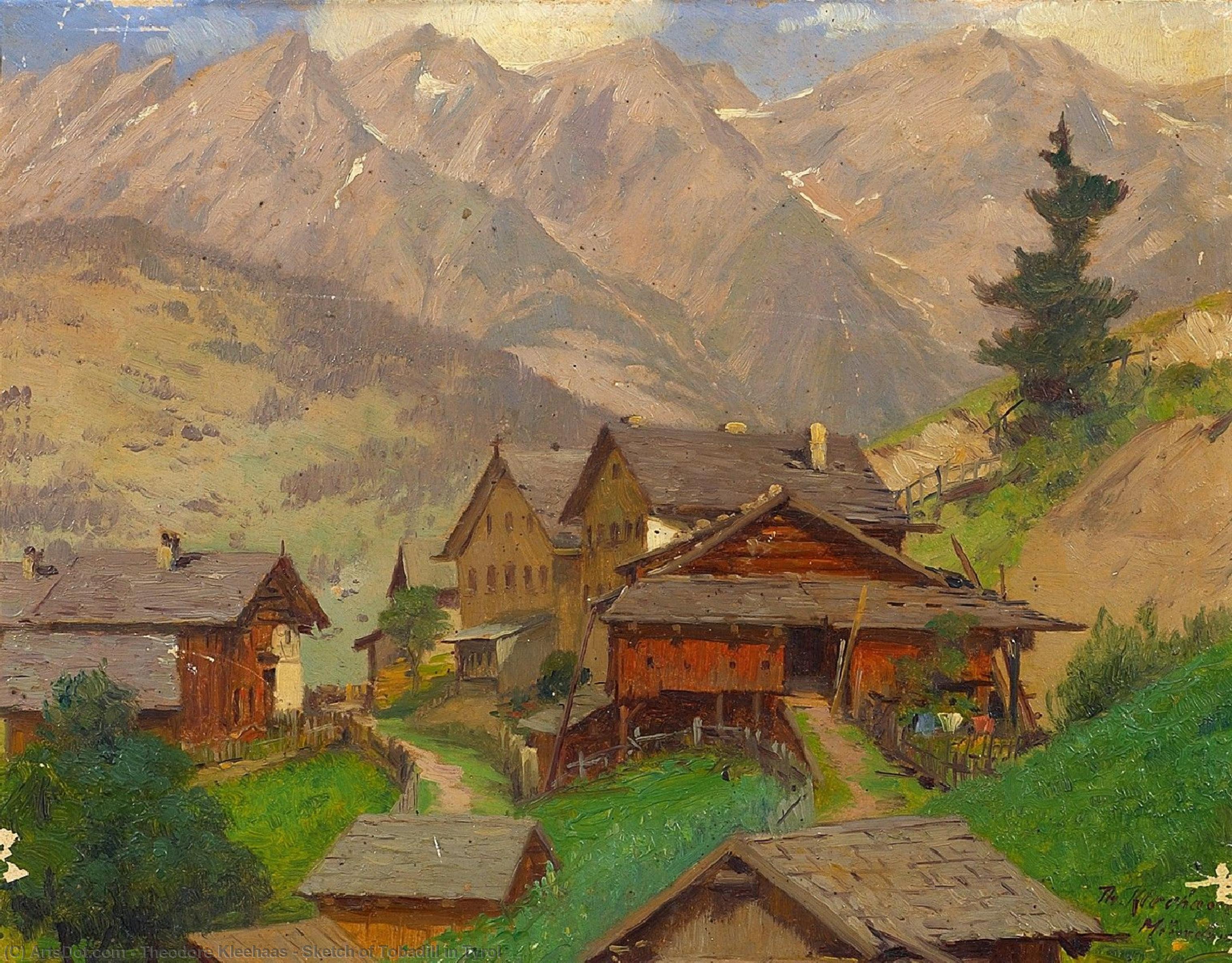 Wikioo.org - The Encyclopedia of Fine Arts - Painting, Artwork by Theodore Kleehaas - Sketch of Tobadill in Tyrol