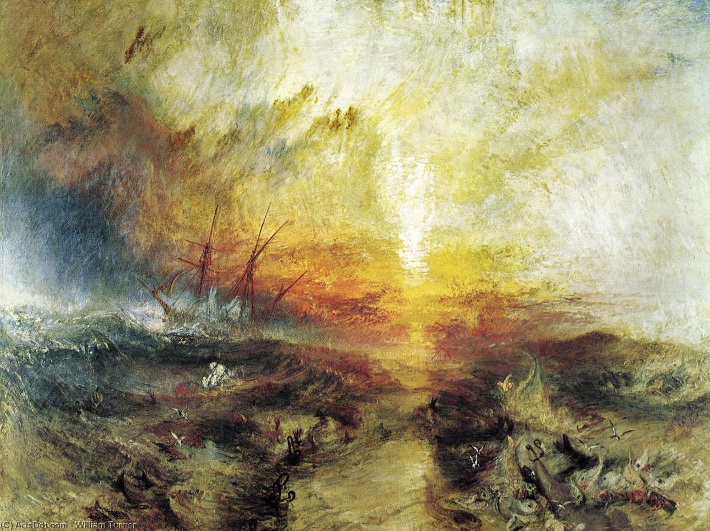 Wikioo.org - The Encyclopedia of Fine Arts - Painting, Artwork by William Turner - Slavers Throwing Overboard the Dead and Dying - Typhon Coming on
