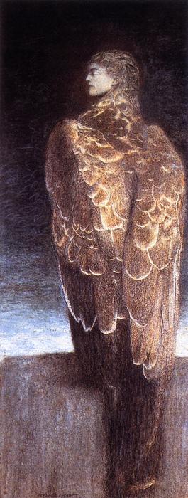 WikiOO.org - Encyclopedia of Fine Arts - Maľba, Artwork Fernand Edmond Jean Marie Khnopff - Sleeping Medusa