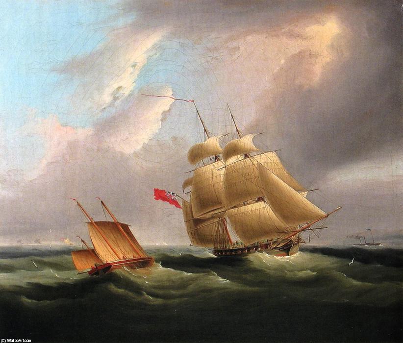 Wikioo.org - The Encyclopedia of Fine Arts - Painting, Artwork by James Edward Buttersworth - A Sloop-of-War