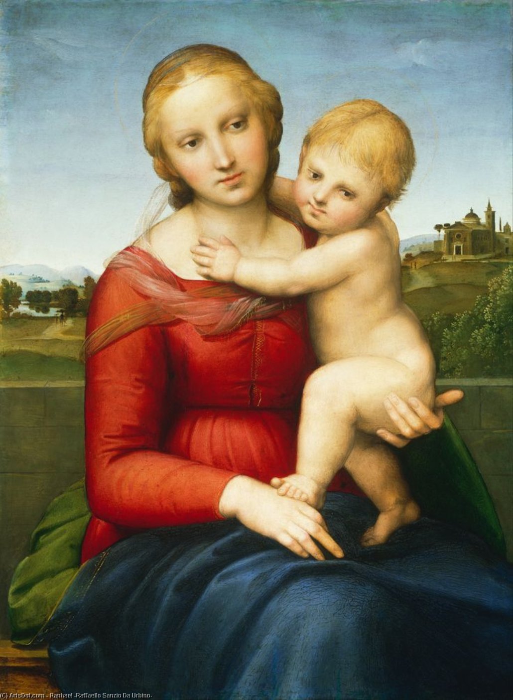 Wikoo.org - موسوعة الفنون الجميلة - اللوحة، العمل الفني Raphael (Raffaello Sanzio Da Urbino) - Small Cowper Madonna