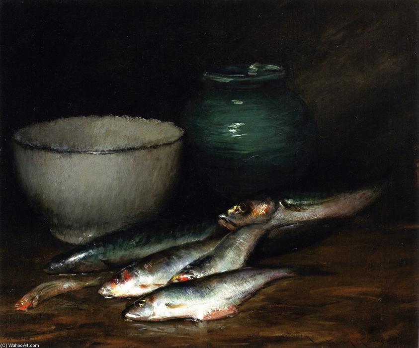 Wikioo.org – L'Encyclopédie des Beaux Arts - Peinture, Oeuvre de William Merritt Chase - a petite `pile` des poisson