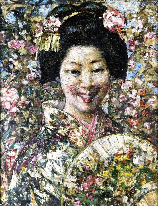 Wikoo.org - موسوعة الفنون الجميلة - اللوحة، العمل الفني Edward Atkinson Hornel - A Smiling Geisha
