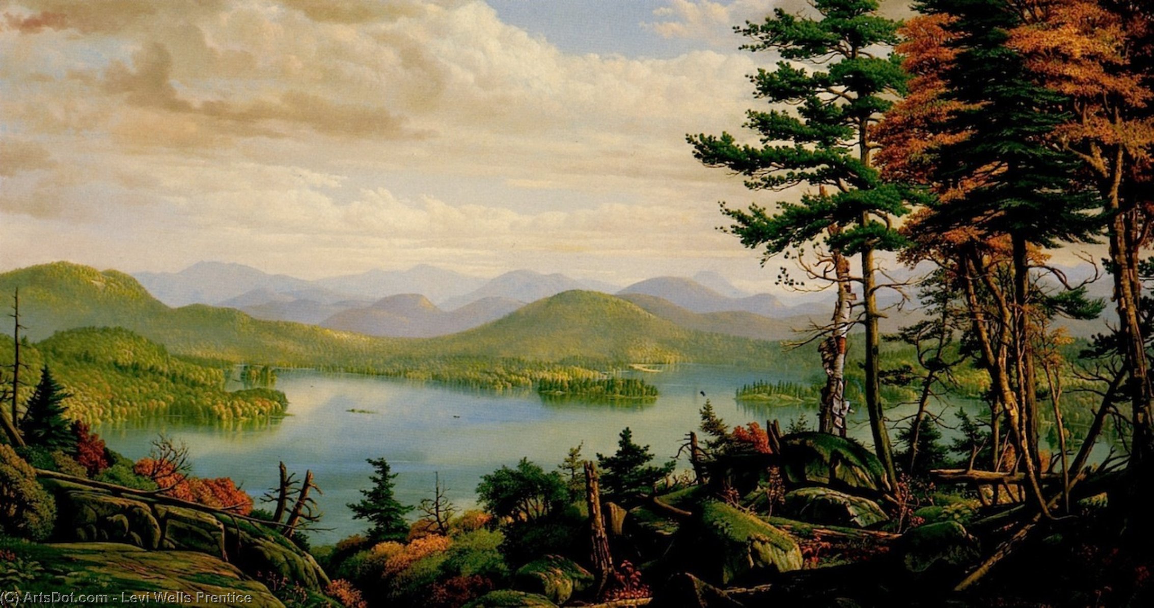 Wikoo.org - موسوعة الفنون الجميلة - اللوحة، العمل الفني Levi Wells Prentice - Smith's Lake, Adirondacks, N.Y.
