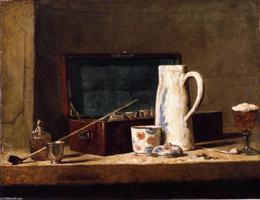 Wikioo.org – La Enciclopedia de las Bellas Artes - Pintura, Obras de arte de Jean-Baptiste Simeon Chardin - Caso del fumador (también conocido como Tubos y recipiente para beber)