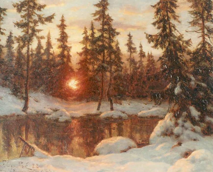 Wikioo.org - The Encyclopedia of Fine Arts - Painting, Artwork by Ivan Fedorovich Choultse - Snow and Sunset