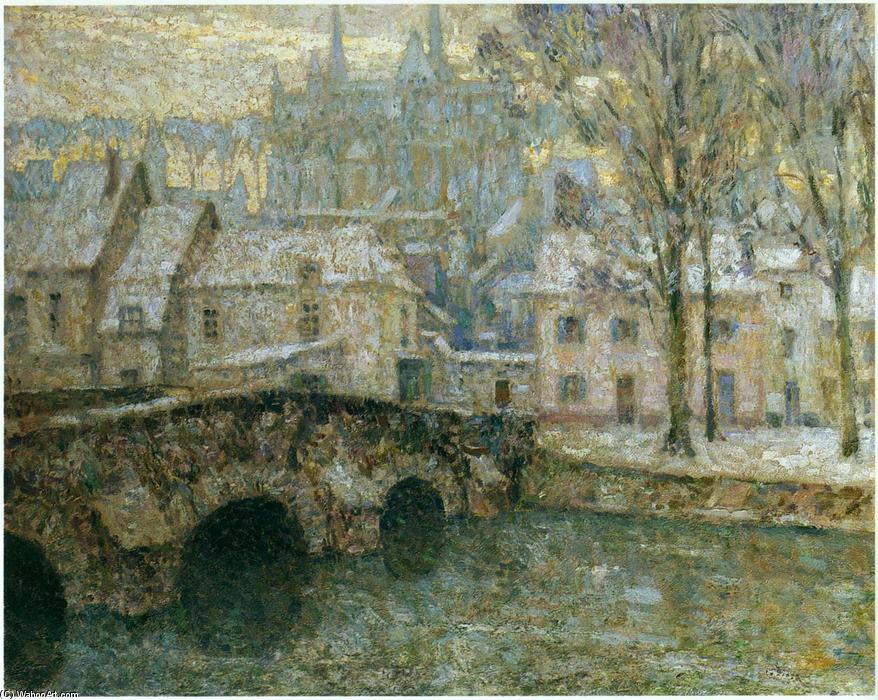WikiOO.org - 백과 사전 - 회화, 삽화 Henri Eugène Augustin Le Sidaner - Snow at Chartres