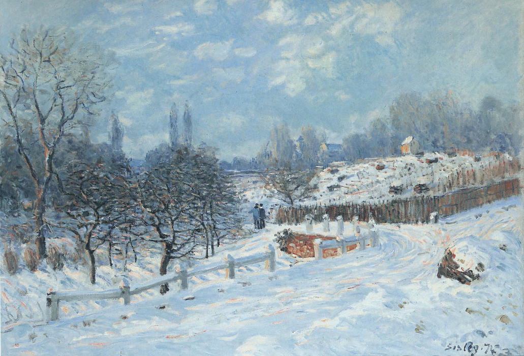 WikiOO.org - Encyclopedia of Fine Arts - Målning, konstverk Alfred Sisley - Snow at Louveciennes