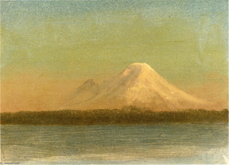 Wikioo.org - The Encyclopedia of Fine Arts - Painting, Artwork by Albert Bierstadt - Snow-Capped Moutain at Twilight