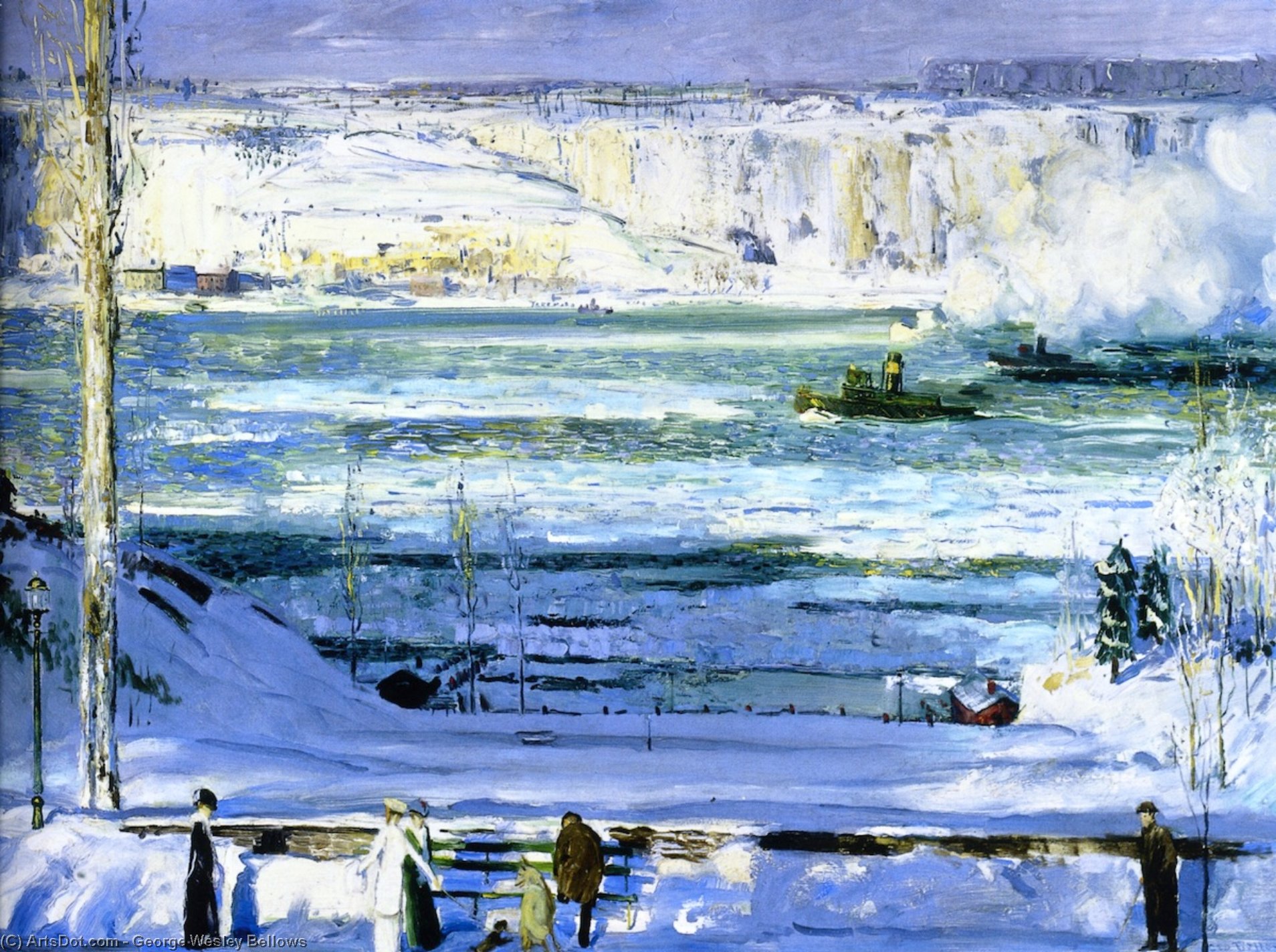 Wikioo.org - The Encyclopedia of Fine Arts - Painting, Artwork by George Wesley Bellows - Snow-Capped River