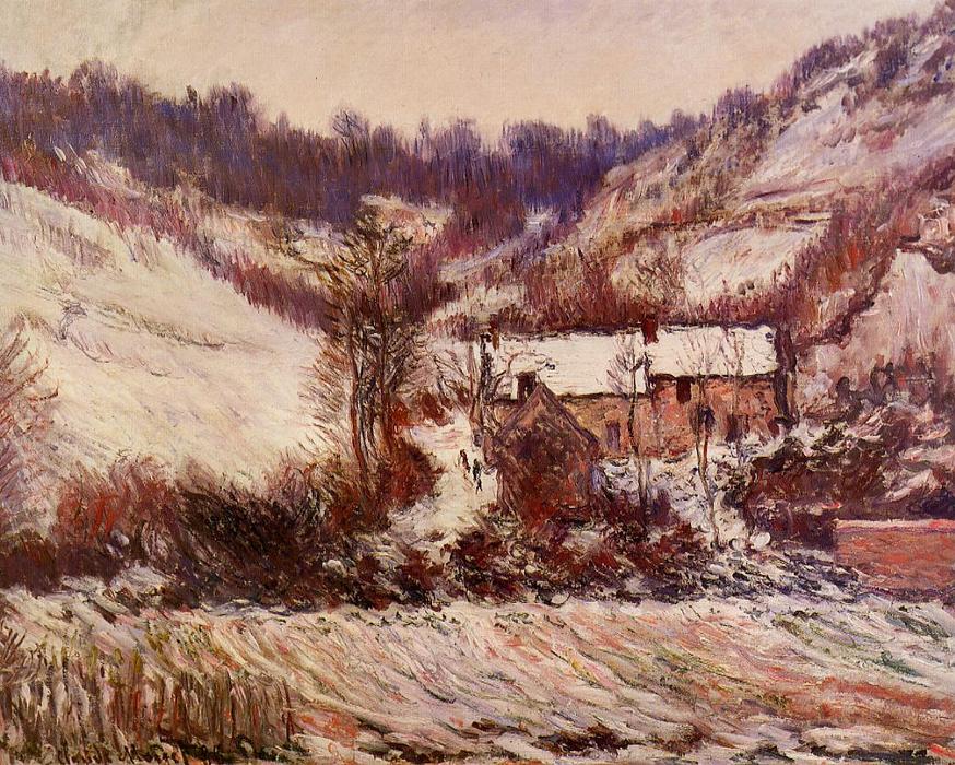 Wikioo.org - สารานุกรมวิจิตรศิลป์ - จิตรกรรม Claude Monet - Snow Effect at Falaise