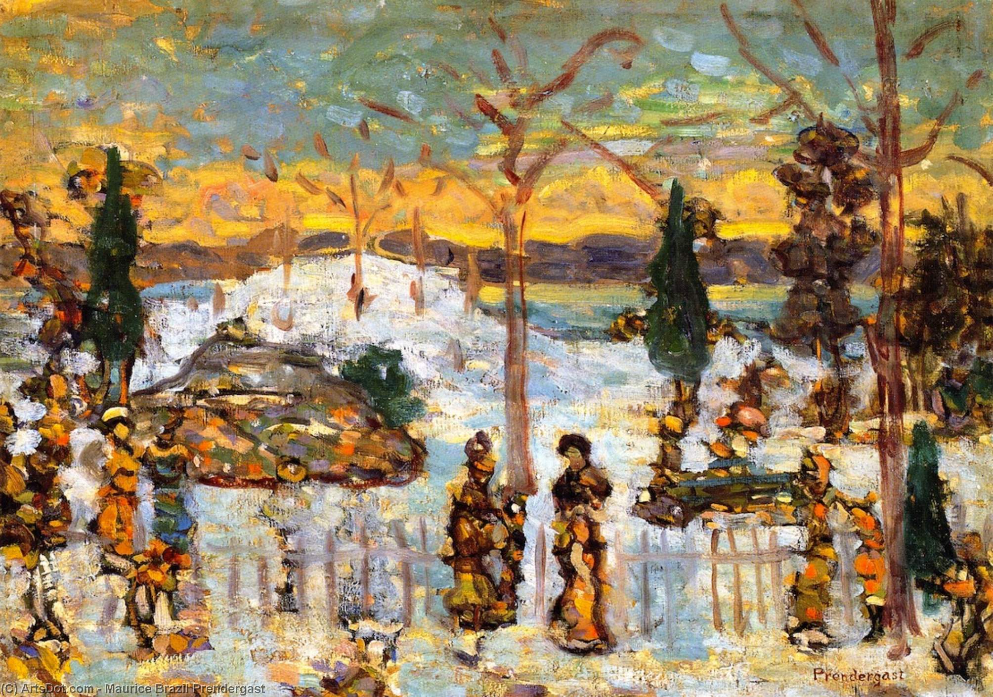 Wikioo.org - The Encyclopedia of Fine Arts - Painting, Artwork by Maurice Brazil Prendergast - Snow in April