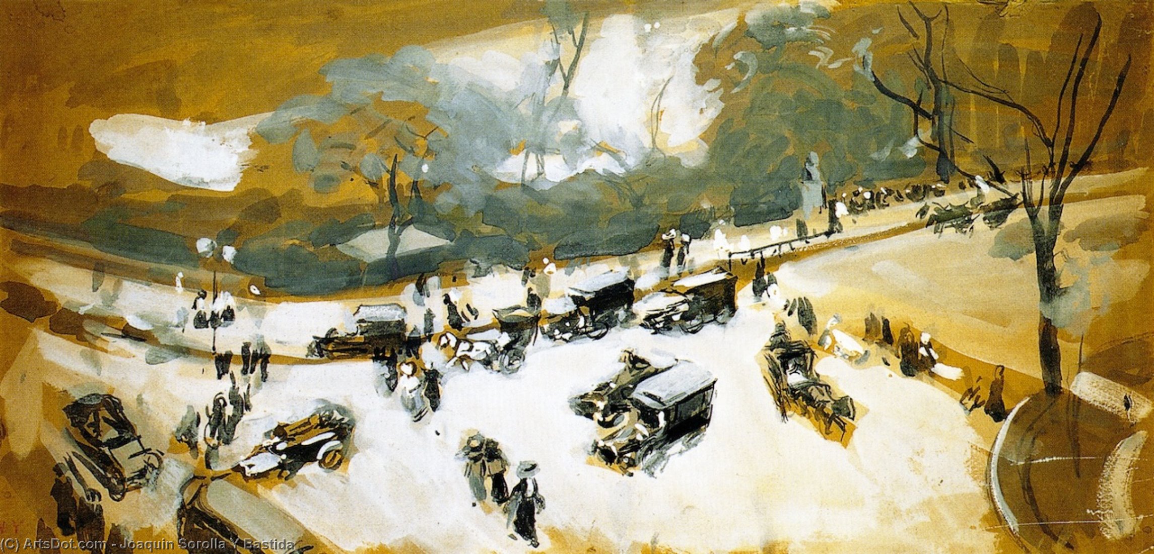 WikiOO.org - Енциклопедия за изящни изкуства - Живопис, Произведения на изкуството Joaquin Sorolla Y Bastida - Snow in Central Park