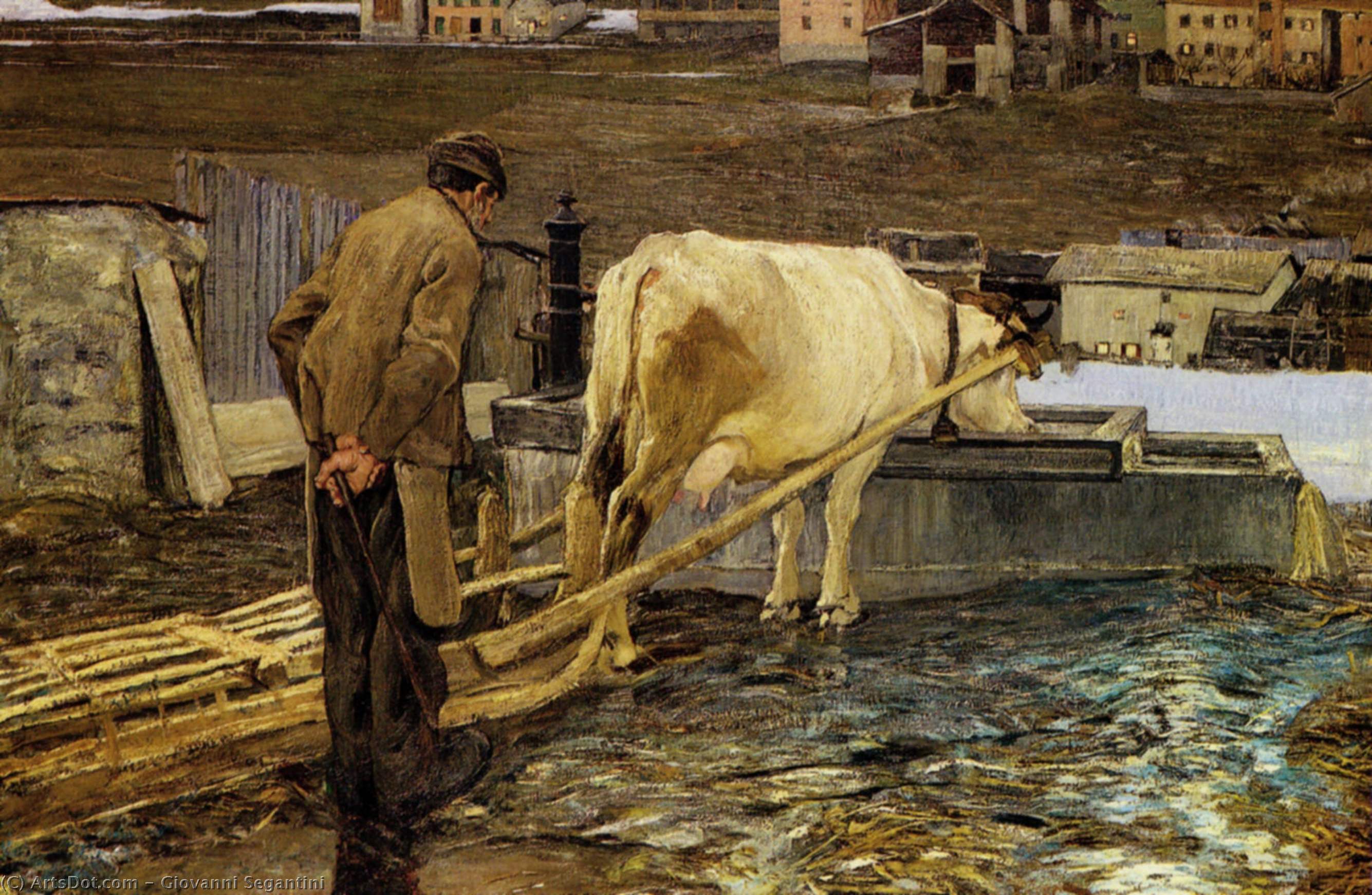 Wikioo.org - The Encyclopedia of Fine Arts - Painting, Artwork by Giovanni Segantini - The Snowmelt in Savognin