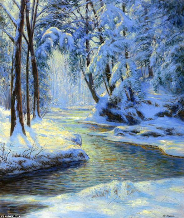 Wikoo.org - موسوعة الفنون الجميلة - اللوحة، العمل الفني Walter Launt Palmer - Snowy Landscape with Brook