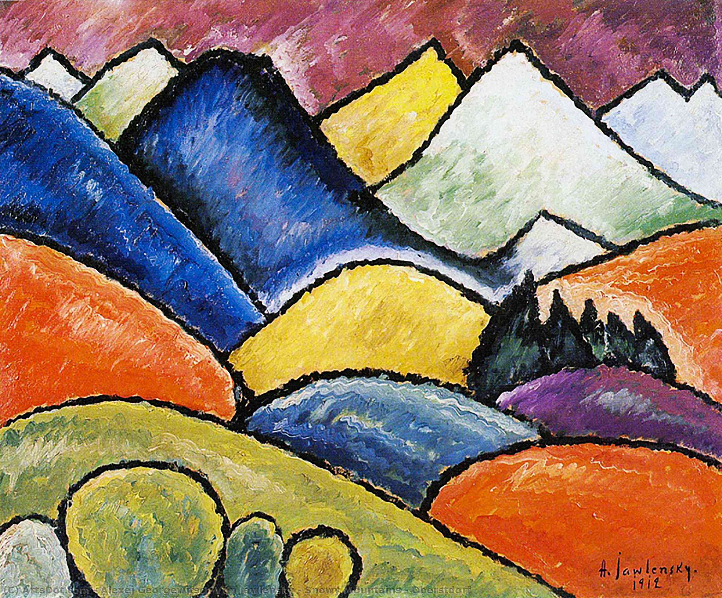 WikiOO.org - Enciclopédia das Belas Artes - Pintura, Arte por Alexej Georgewitsch Von Jawlensky - Snowy Mountains - Oberstdorf