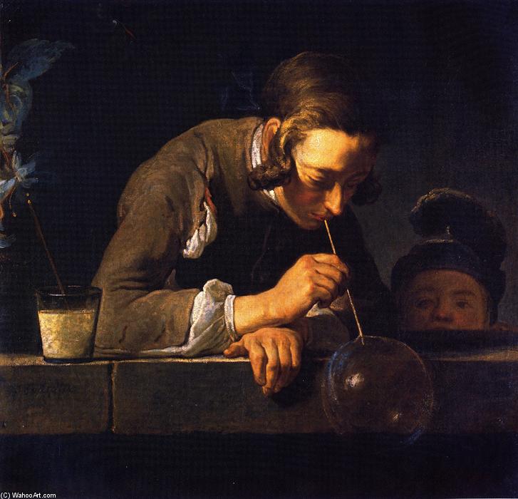 Wikioo.org – La Enciclopedia de las Bellas Artes - Pintura, Obras de arte de Jean-Baptiste Simeon Chardin - 'Soap Burbujas ( también conocida como hombre joven haciendo burbujas ) '