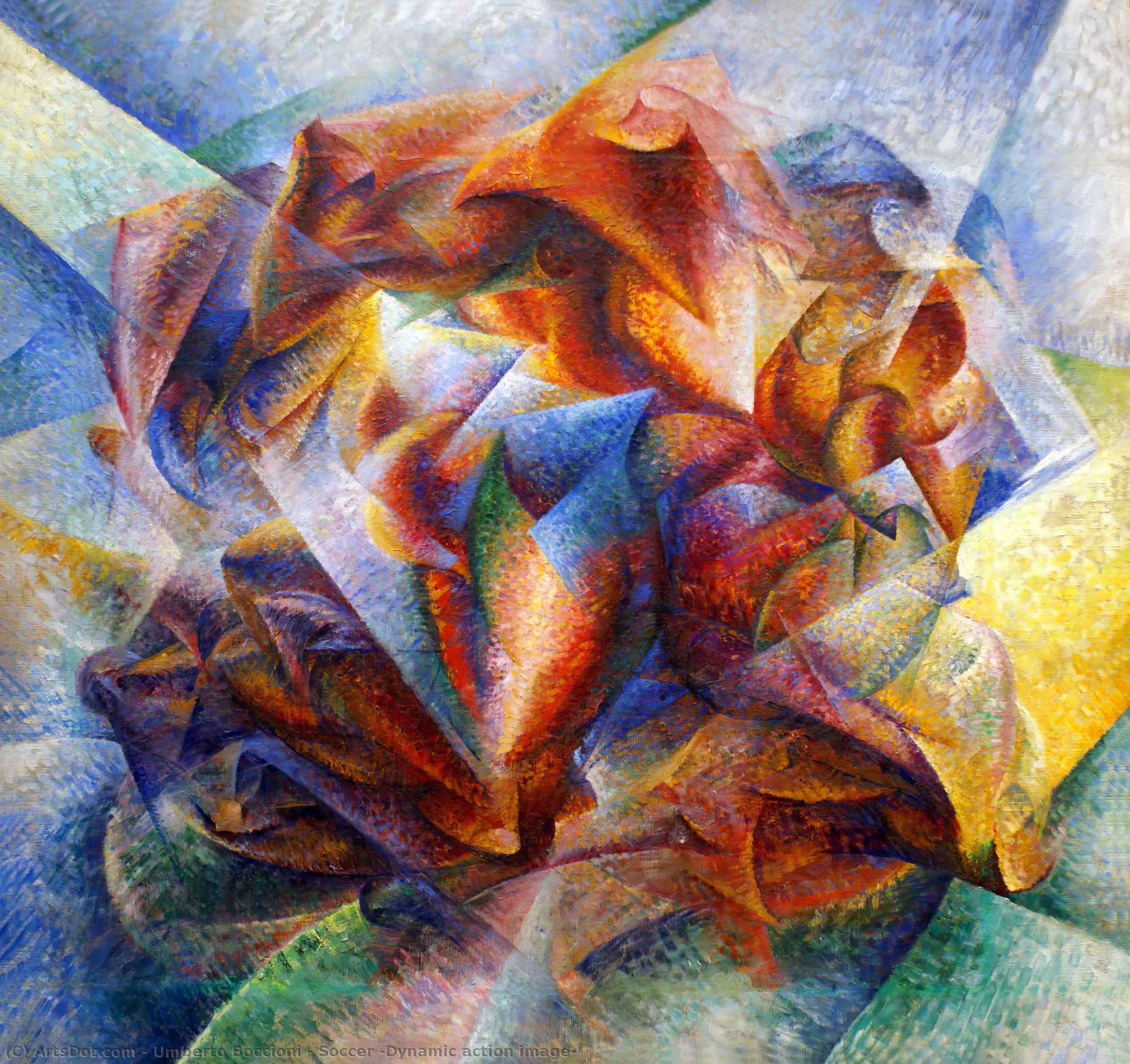 WikiOO.org - Encyclopedia of Fine Arts - Schilderen, Artwork Umberto Boccioni - Soccer (also known as dynamic action image)