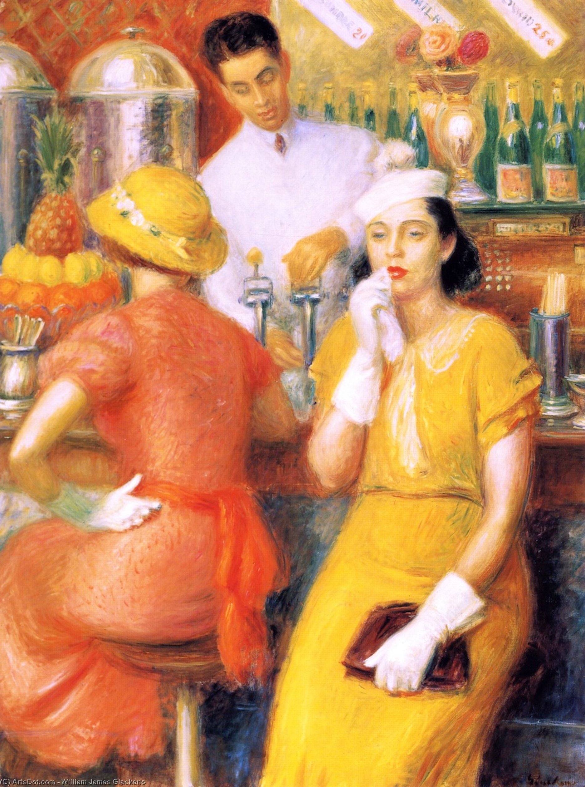 WikiOO.org - Encyclopedia of Fine Arts - Maľba, Artwork William James Glackens - The Soda Fountain