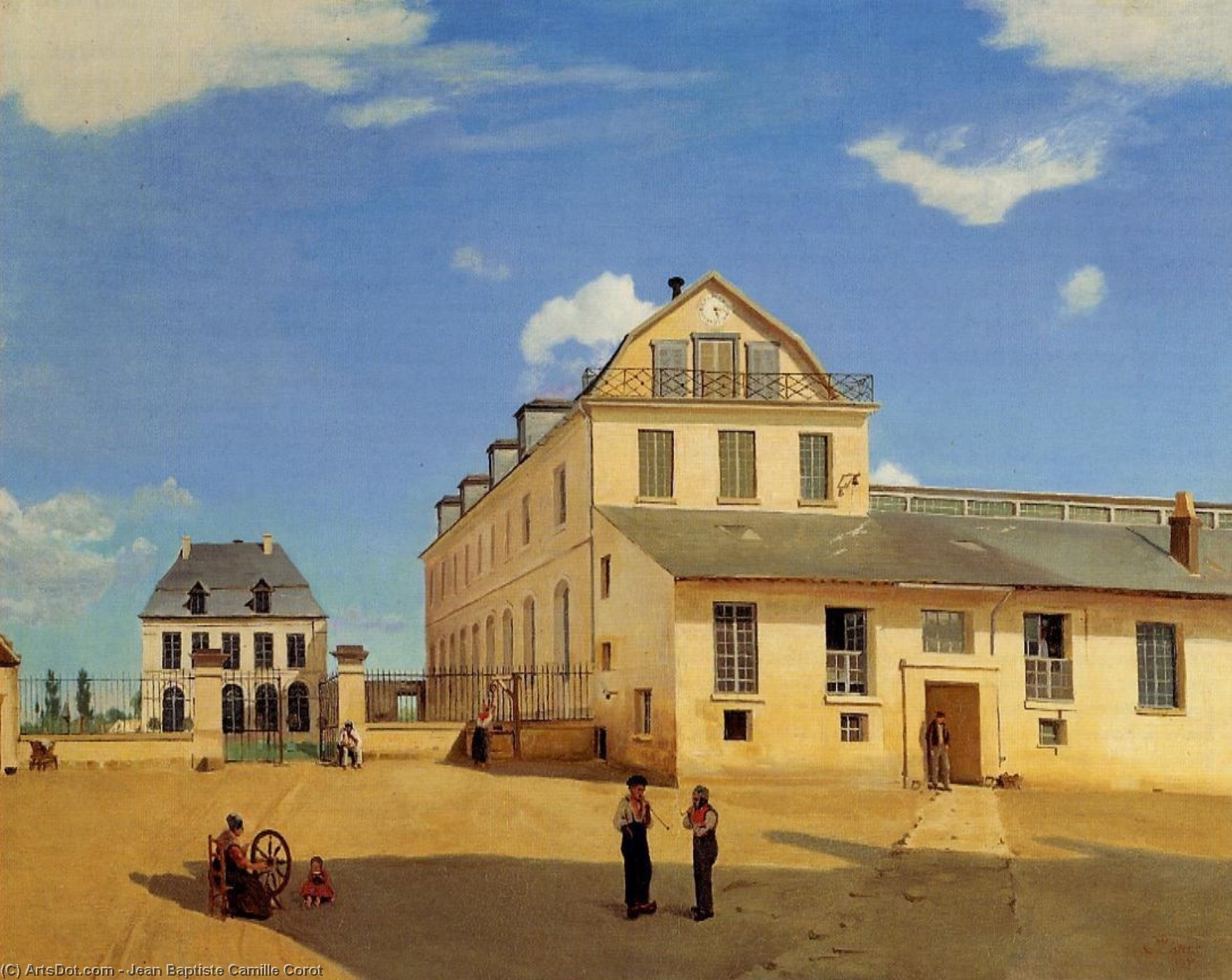 WikiOO.org - Encyclopedia of Fine Arts - Maľba, Artwork Jean Baptiste Camille Corot - Soissons - Hoses and Factory of Mr. Henry
