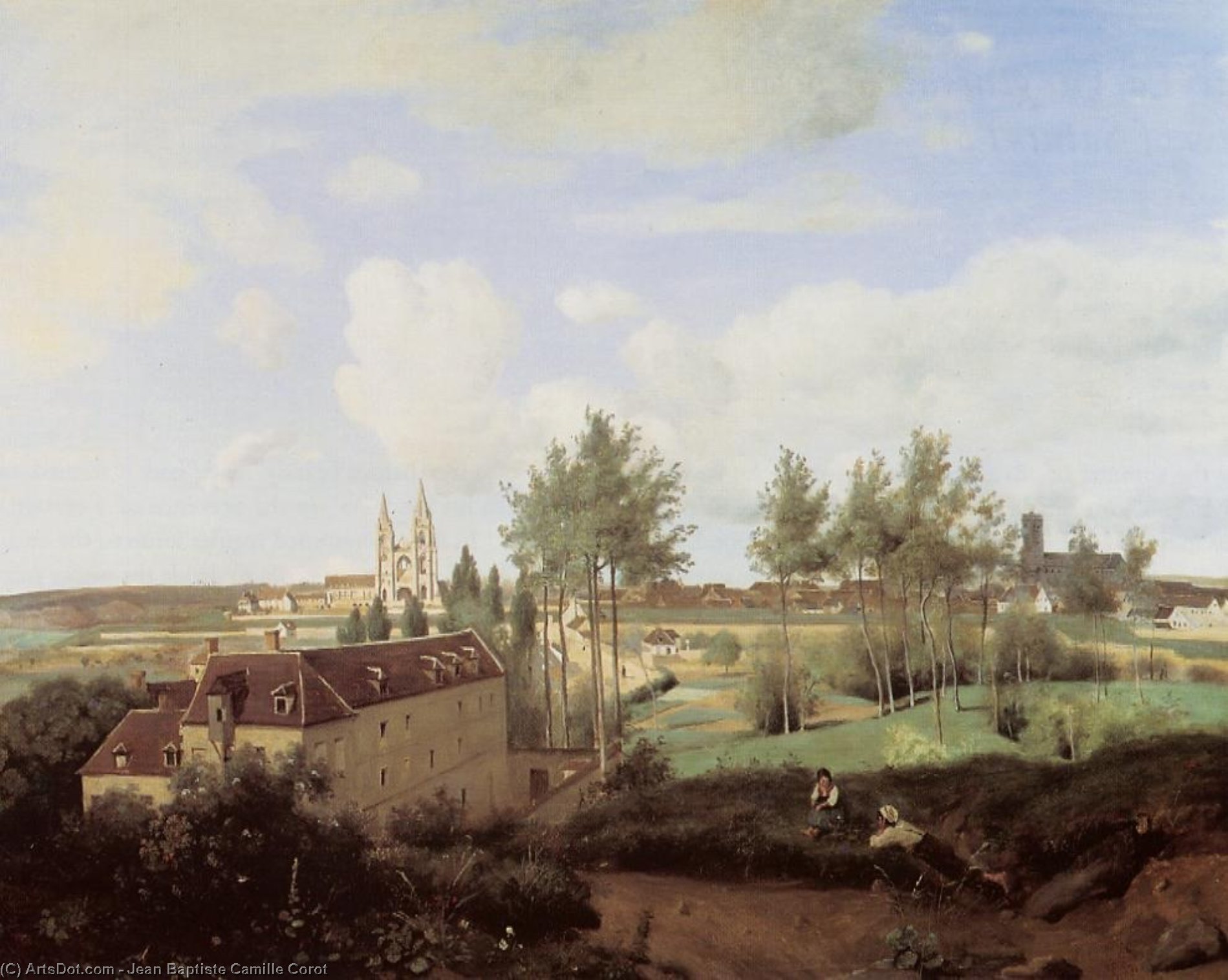 Wikioo.org - The Encyclopedia of Fine Arts - Painting, Artwork by Jean Baptiste Camille Corot - Soissons Seen from Mr. Henry's Factory