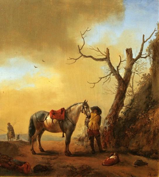Wikioo.org – L'Encyclopédie des Beaux Arts - Peinture, Oeuvre de Philips Wouwerman - soldat et son  cheval