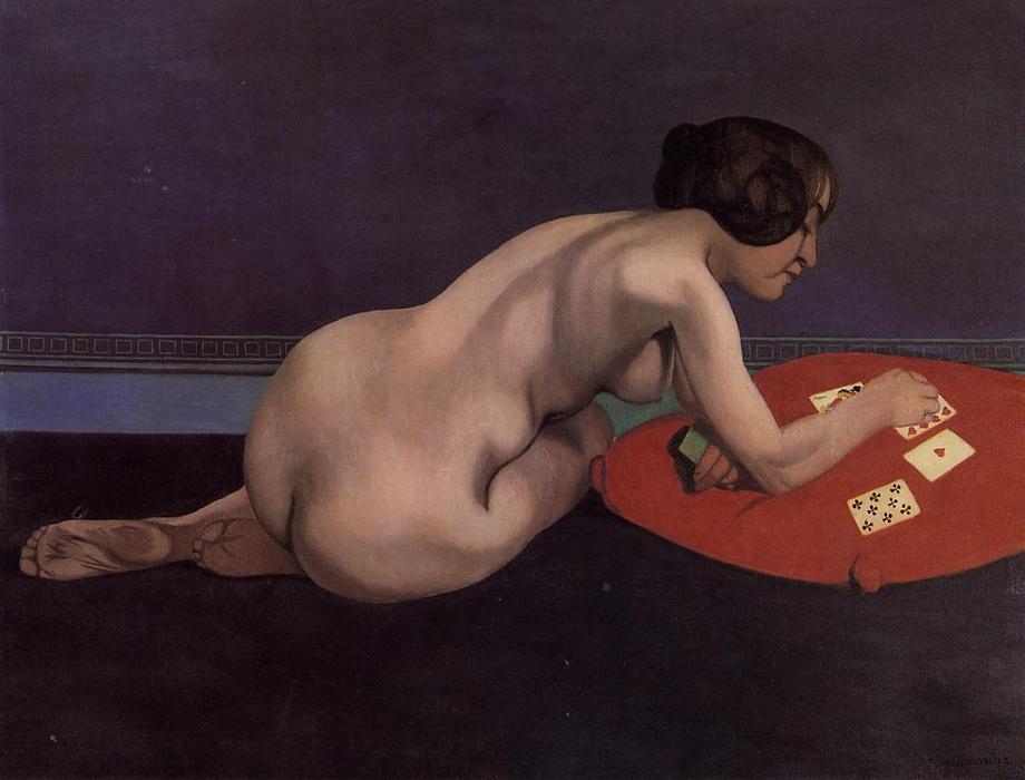 Wikioo.org - The Encyclopedia of Fine Arts - Painting, Artwork by Felix Vallotton - Solitaire (also known as Nude Playing Cards)
