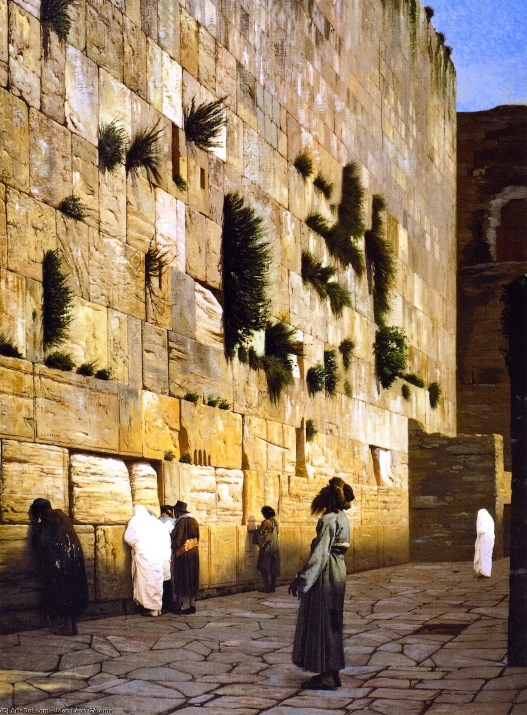 Wikioo.org - The Encyclopedia of Fine Arts - Painting, Artwork by Jean Léon Gérôme - 'Solomon's Wall, Jerusalem (also known as The Wailing Wall)'