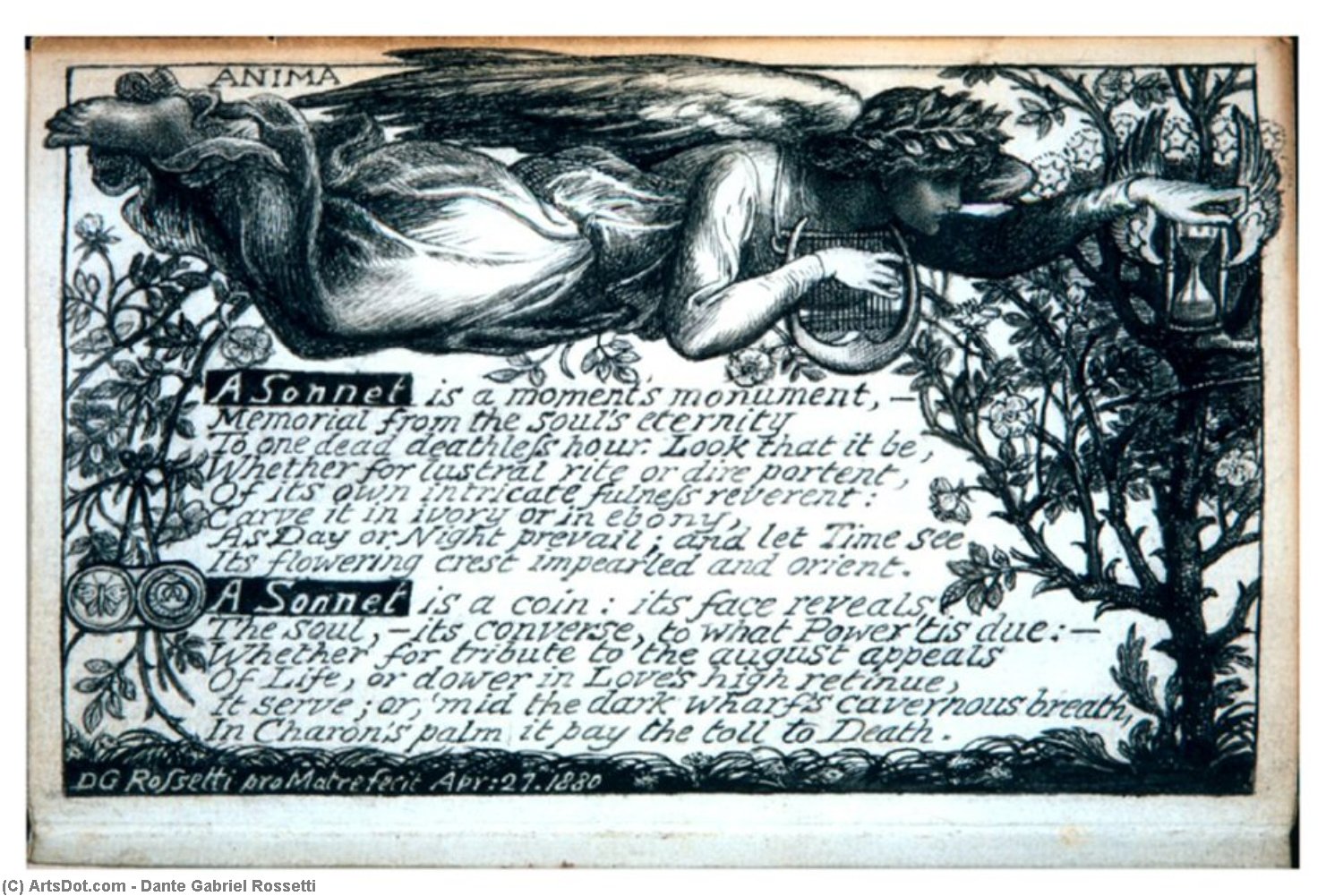 WikiOO.org - Енциклопедия за изящни изкуства - Живопис, Произведения на изкуството Dante Gabriel Rossetti - A Sonnet