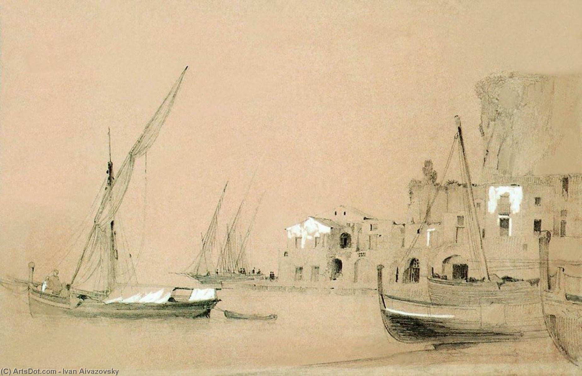 Wikioo.org – L'Enciclopedia delle Belle Arti - Pittura, Opere di Ivan Aivazovsky - Sorrento . Mare veduta