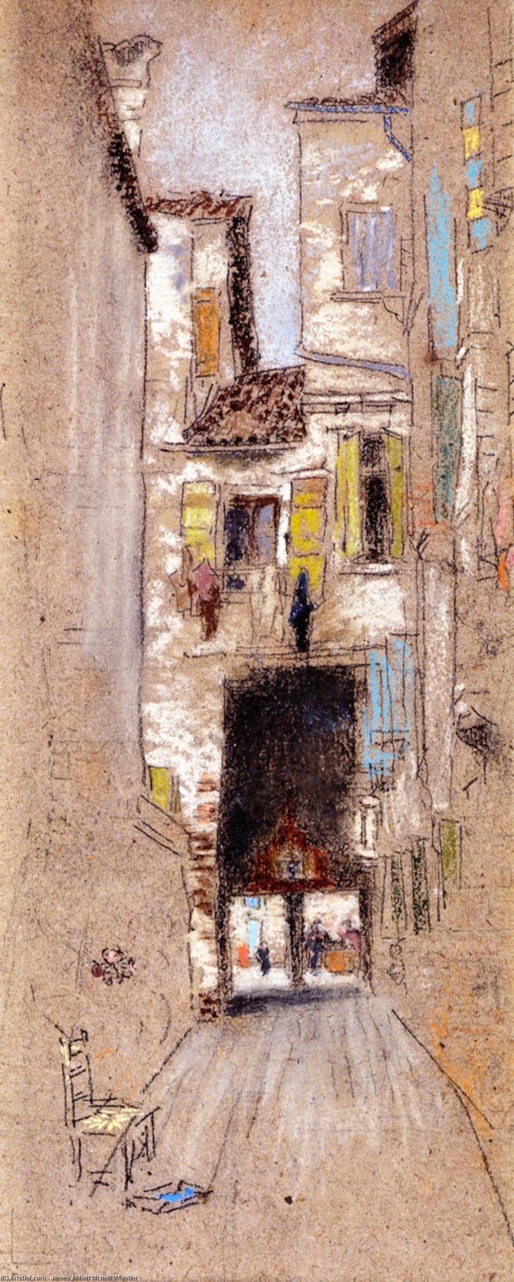 Wikioo.org - The Encyclopedia of Fine Arts - Painting, Artwork by James Abbott Mcneill Whistler - Sotto Portico - San Giacomo