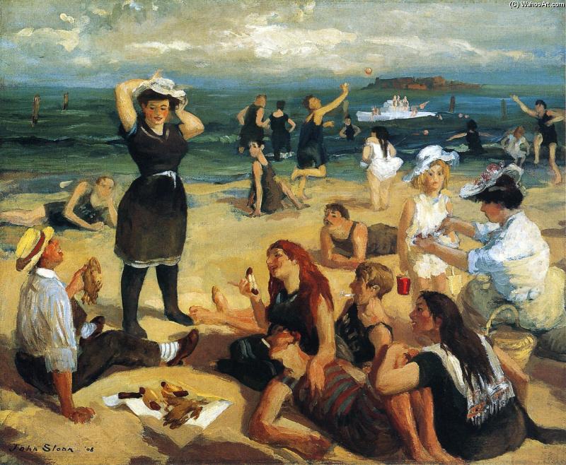 WikiOO.org - Güzel Sanatlar Ansiklopedisi - Resim, Resimler John Sloan - South Beach Bathers