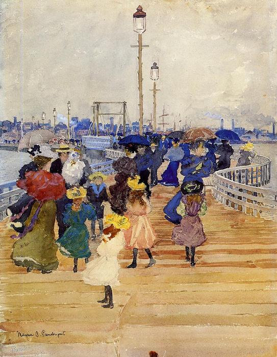 Wikioo.org - The Encyclopedia of Fine Arts - Painting, Artwork by Maurice Brazil Prendergast - South Boston Pier (also known as Atlantic City Pier)