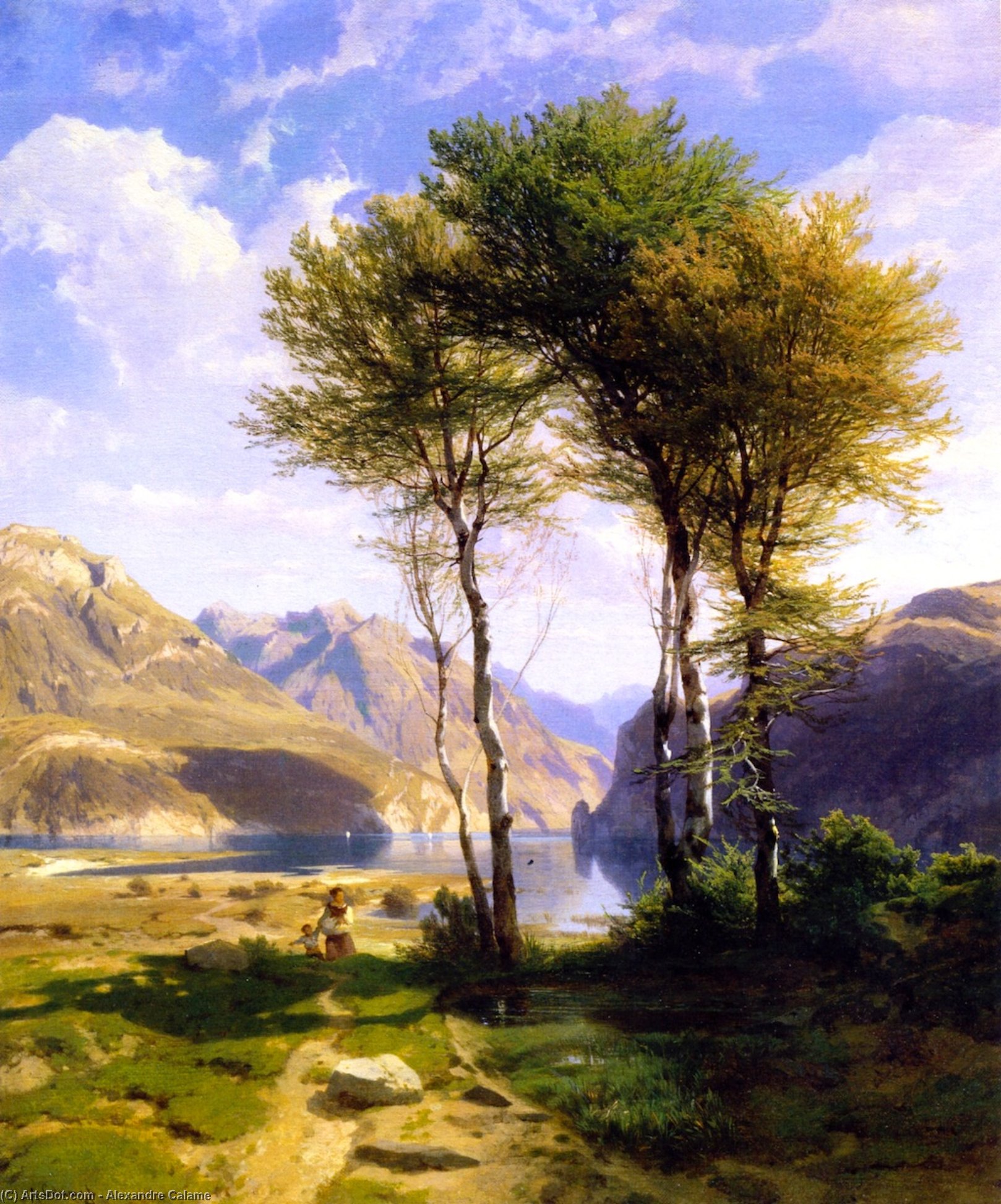 Wikioo.org - The Encyclopedia of Fine Arts - Painting, Artwork by Alexandre Calame - Souvenir of Lake Lucerne