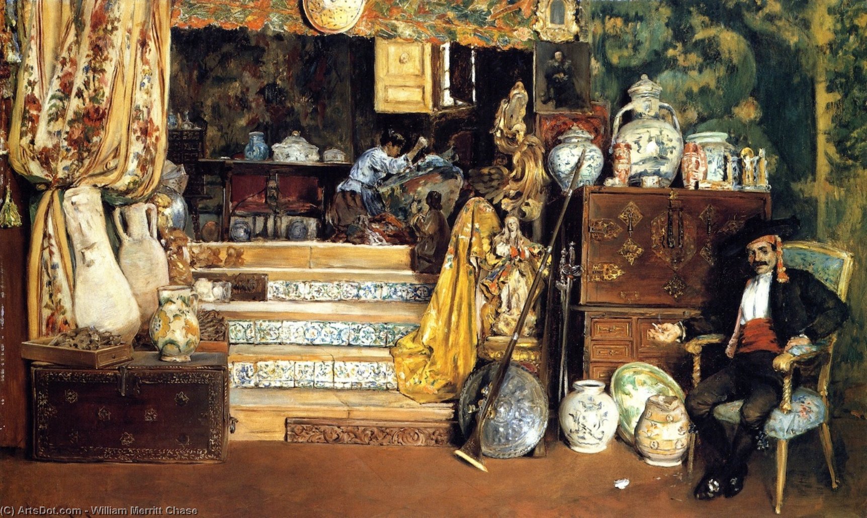 Wikioo.org - The Encyclopedia of Fine Arts - Painting, Artwork by William Merritt Chase - Spanish Bric-a-Brac Shop (also known as A Spanish Curiosity Shop)