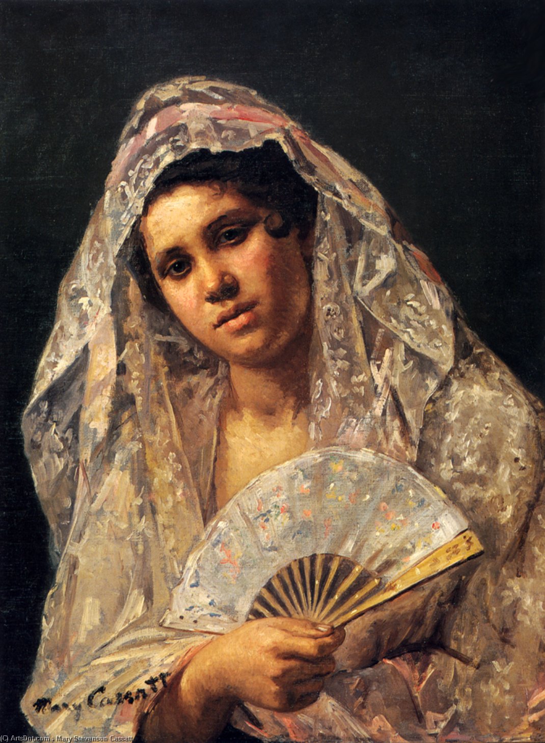 WikiOO.org - دایره المعارف هنرهای زیبا - نقاشی، آثار هنری Mary Stevenson Cassatt - Spanish Dancer Wearing a Lace Mantilla